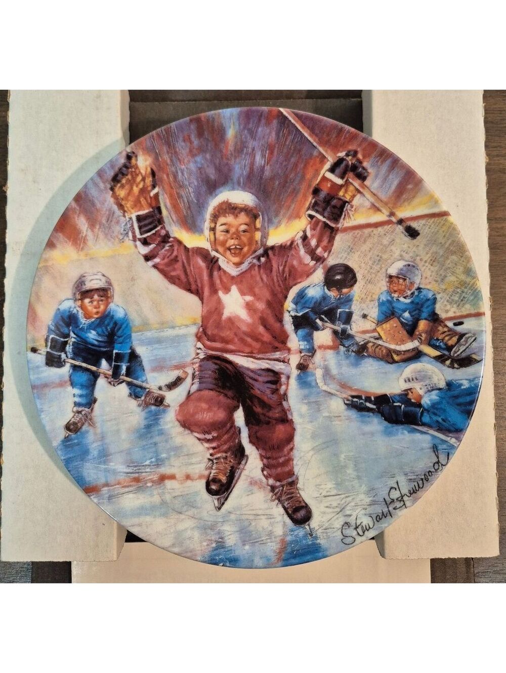 1989 Limited 'He Shoots - He Scores!' Collectible Plate by Stewart Sherwood